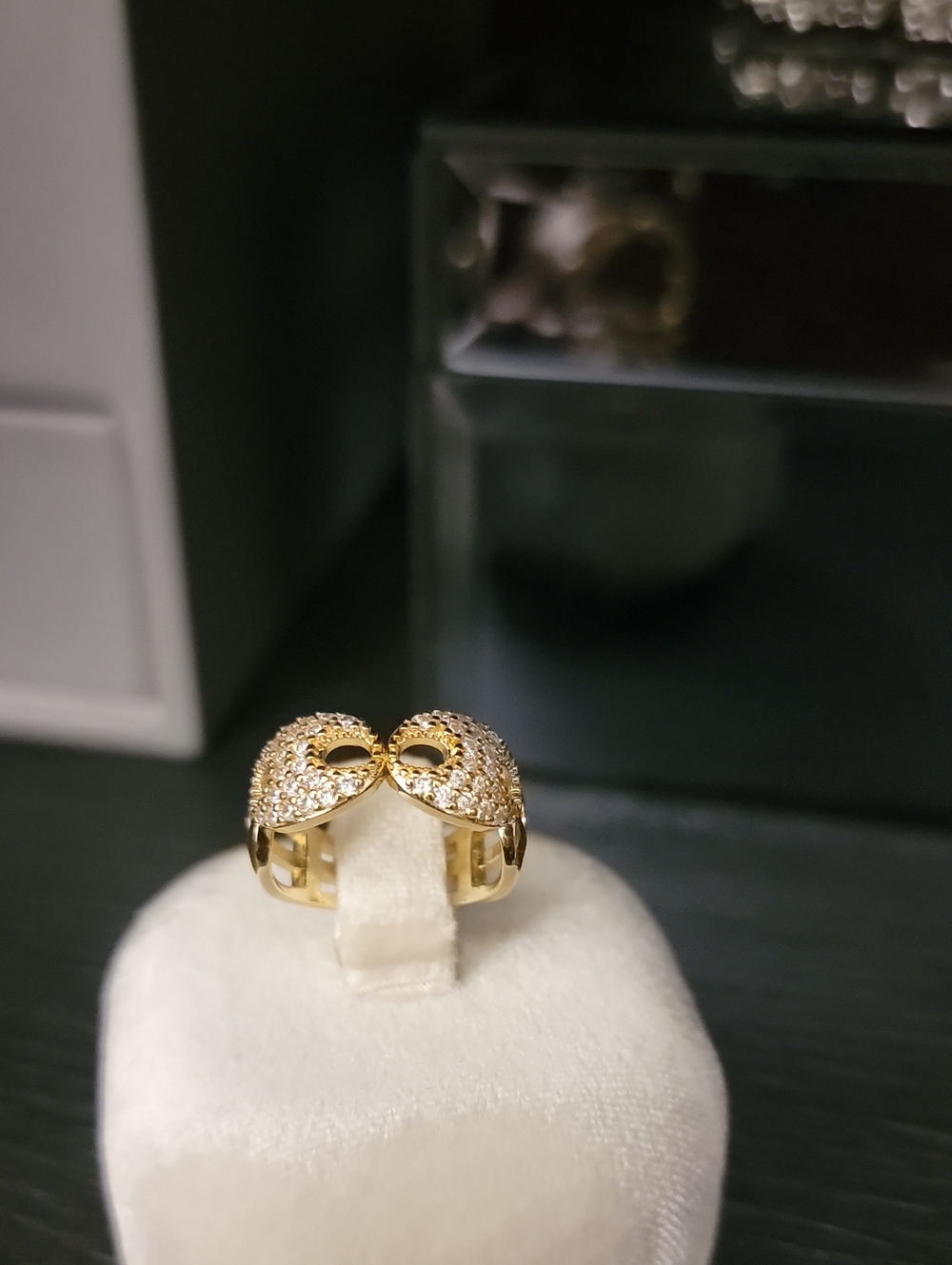 Gold Pavé Mariner Puff Dome Ring - Women Jewelry